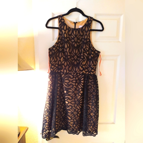 MONIQUE LHUILLIER Bridesmaids | Black Lace Sleeveless Dress - Picture 1 of 2